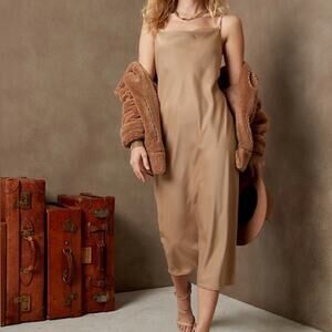 Banana Republic Nude Tan Midi Slip Dress Size M